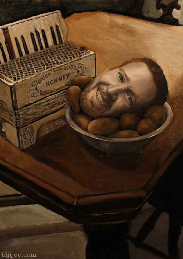 Still Life with Ryan Horne, Potatoes, and an Accordion